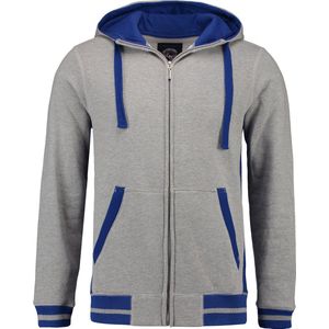 L&S Heavysweat vest met capuchon voor heren grijs / royal blue - M