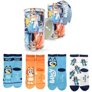 Bluey Sokken in Spaarpot – 4 Paar – Kindersokken – Cadeauverpakking – Officieel Gelicenseerd
