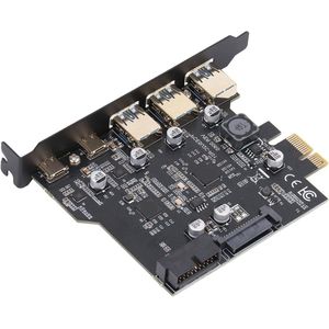 PCIe Naar USB 3.2 Gen 2 Adapterkaart 20 Gbps 3xUSB A 2xUSB C 5-poorts PCI Express-uitbreidingskaart voor Linux en OS X PC