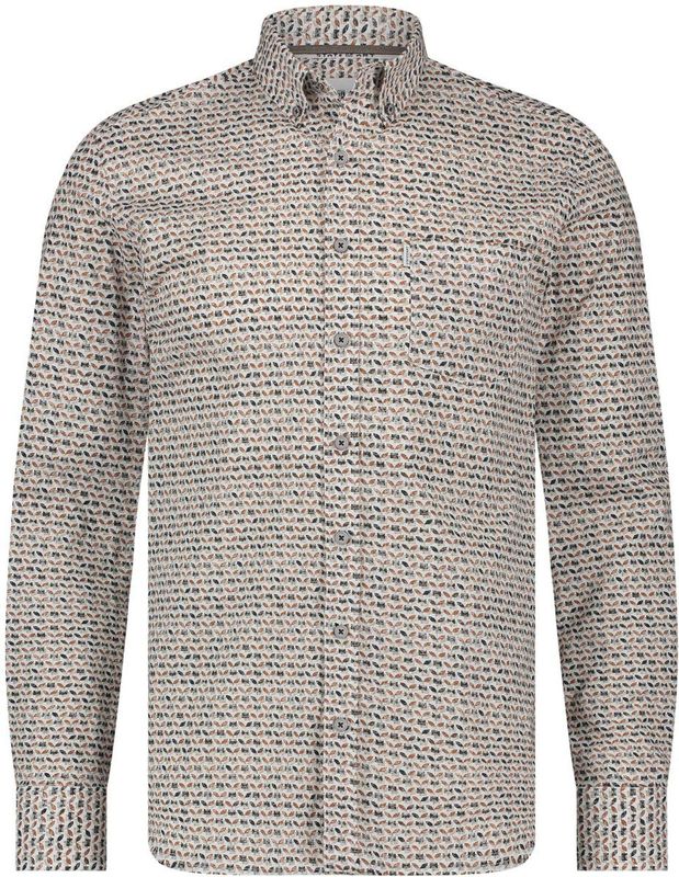State of Art - Casual Shirt - Bruin - Lange Mouw - Geknoopt - Gestipt