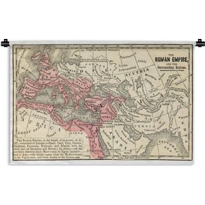 Wandkleed Antieke Keizerrijken in kaart - Kaart van het Romeinse Keizerrijk en omgeving Wandkleed katoen 180x120 cm - Wandtapijt met foto XXL / Groot formaat!
