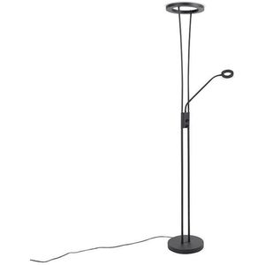 QAZQA divine - Moderne Dimbare LED Vloerlamp | Staande Lamp met Dimmer met leeslamp - 1 lichts - H 1800 mm - Zwart - Woonkamer | Slaapkamer