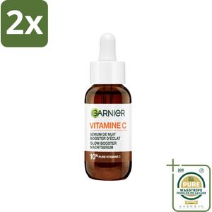 Garnier - SkinActive - Nachtserum - Anti-Pigmentvlekken - 10% Vitamine C & Hyaluronzuur - 30 ml - Voordeelverpakking - 2 stuks - Anti pigmentvlekken - Hyaluronzuur