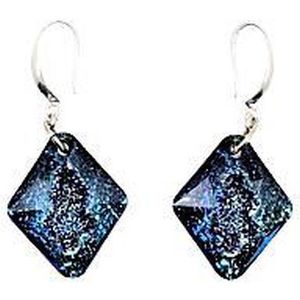 Prachtige oorbellen met Growing Crystal Rhombus Pendant from Swarovski ® blauw