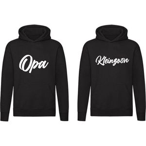 Opa & Kleinzoon 2 Prachtige Hoodie's | Zoon | Vader | Papa Kind | Kleinkind | Verwachting | Baby | Zwanger | Bekendmaking | Dames | Heren | Kinder | Trui | Capuchon