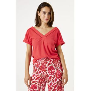 GARCIA Dames Effen T-shirt Rood Korte mouw