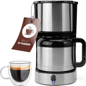 Koffiezetapparaat Met Thermoskan - Filter Koffiezetapparaat - Incl. Timer - Filterapparaat - Roestvrij Staal - 8-10 Kopjes - 1,2 Liter - Antidruppel - Koffieapparaat Voor Filterkoffie - Verwijderbare Koffiefilter