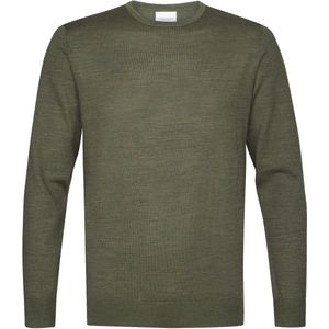 Profuomo - Slim Fit Trui - Donkergroen - 100% Wol