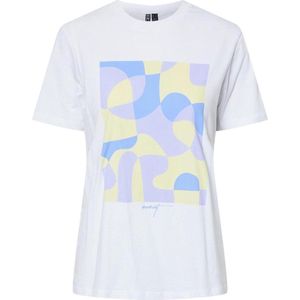 Pieces T-shirt Pcmolly Ss O-neck Tee Box D2d 17147361 Bright White/lavender Dames Maat - XS