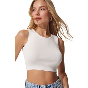 Happinessistanbul Zwarte Zomerblouse Met Ronde Hals En Gebreide Trui Voor Dames Er00050