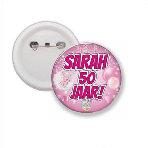 Button Met Speld 58 MM - Sarah 50 Jaar!