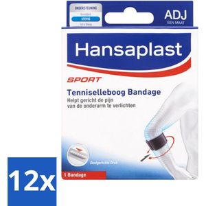 Hansaplast - Sport Tenniselleboog Bandage - Tennisarm Brace - Elleboogbraces - Verstelbaar - Zwart - Voordeelverpakking - 12 stuks