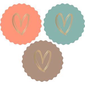 Stickers Goud Foil - 24 stuks - Stickers Heart Gold - Faded - ø 5,5 cm - Geboorte - Huwelijk Sluitsticker - Sluitzegel Groot Kartel rand – Gouden Hart - Hartjes - Stickers - Envelop sticker - Geboorte kaart - Cadeau – Gift - Traktatie - Babyshower