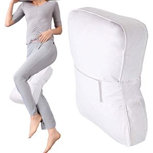 Kniekussen-kniekussen voor in bed zijslapers-kniekussen voor in bed - Gevormd schuimkussen - Zacht bedondersteuningskussen met verstelbaar ontwerp - Met elastische band - wit - 34x24x9 cm
