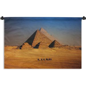 Wandkleed Egypte - Piramides in de woestijn Wandkleed katoen 150x100 cm - Wandtapijt met foto