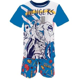 Marvel Avengers - Shortama - Maat 140 - Pyjama met korte broek en t-shirt - Blauw
