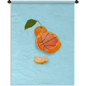 Wandkleed - Bal - Mandarijn - Blauw - Oranje - Wandtapijt - Wanddoek - 90x120 cm - Muurtapijt