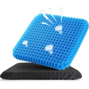 WNHB® Orthopedisch zitkussen - gelkussen met antislip hoes - ergonomisch en ademend - voor bureaustoel auto rolstoel en thuisgebruik
