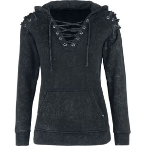 Rock Rebel by EMP Donkergrijze trui met vetersluiting - Dames - S