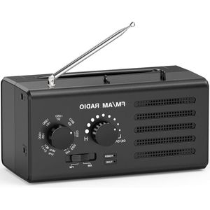 oCreon Transistorradio AM/FM Draagbare Radio Beste Ontvangst USB Stroom Hoofdtelefoon Camping Thuis