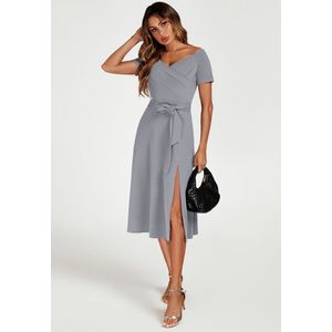 Bardot midi-jurk in grijs