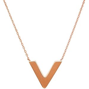 Fate Jewellery Ketting FJ4020 - V Bar - 925 Zilver, rosé verguld - 45cm + 5cm