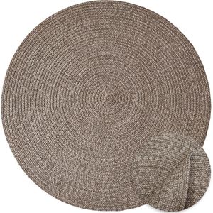 Vloerkleed voor binnen en buiten - Omkeerbaar - Sisal look -  Weersbestendig - Woonkamer Balkon Keuken - Handgemaakt - Tuintapijt - Modern Boho Jute Stijl - Beige - Ø120cm Rond