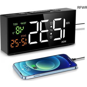 RFWR® Digitale wekker met temperatuur, datum en 10 wekgeluiden