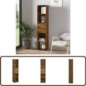 vidaXL Boekenkast - 36x30x171 cm - Gerookt Eiken Boekenkast - Houten Boekenkast - Bruine Boekenkast - Vintage Boekenkast - Landelijke Boekenkast