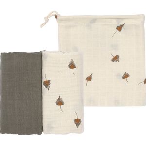 Lässig Hydrofiele luier - swaddle doek 2 stuks in taupe – grijs 80 x 80 cm