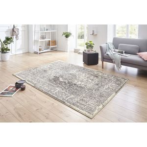 Flycarpets Vintage Laagpolig Vloerkleed - Plume - Creme / Grijs - 80x250 cm