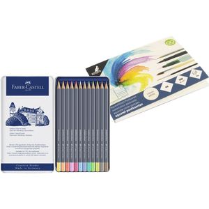 Faber-Castell aquarelpotloden - Goldfaber - blik met 12 stuks - Pastel - met GRATIS A6 aquarelblok - WS-FC-114622