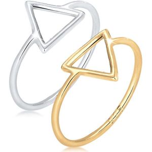 Elli Dames Ring dames set driehoek Geo Bi-Color in 925 sterling zilver