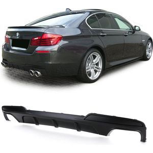 M5 Look Diffuser Bmw 5 serie F10 M Pakket Achterbumper Diffuser Mat Zwart Dubbele Uitlaat Uitsparing Dual M Performance Look 518 520 528 530 535 540 550 Spoiler