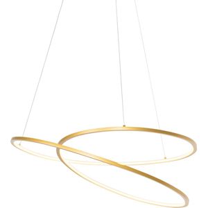 QAZQA rowan - Design Dimbare LED Hanglamp met Dimmer voor boven de eettafel | in eetkamer - 1 lichts - Ø 72 cm - Goud/messing - Woonkamer | Slaapkamer | Keuken