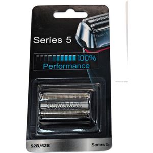 Vervangend Scheerhoofd voor Braun Series 5 – Model 52B / 52S – Folie + Mes – Roestvrij Staal – Zwart