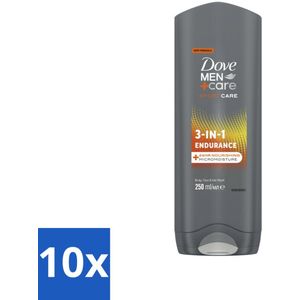 10 x Dove Men+Care 3-in-1 Douchegel - Sport - 250 ml - Sport Verzorging - Actieve Man - 3-in-1 Douchegel - Lichaam Verzorging - Gezicht Verzorging