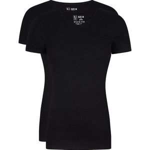 RJ Bodywear Everyday - Leeuwarden - 2-pack - T-shirt V-hals - zwart rib -  Maat S