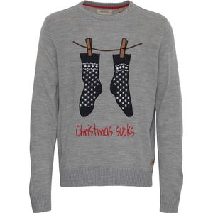 Christmas Pullover Blend grijs mt: XXL