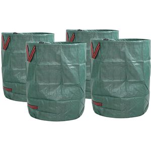 vidaXL - Tuinafvalzakken - met - handgrepen - 4 - stuks - Vouwbaar - Rond - Groen - 300 - L