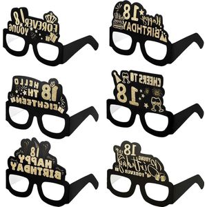 HTML Content - 6 Stuks Verjaardagsfeestje Papieren Brillen - 18e Verjaardag Zonnebril - Gelukkige Verjaardag Foto Booth Rekwisieten - Benodigdheden voor Haar Verjaardagsfeest - Meisjes Vrouwen .
