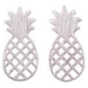 24/7 Jewelry Collection Ananas Oorbellen - Geborsteld - Zilver