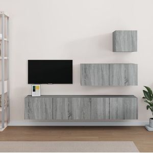 The Living Store Tv-meubelset Sonoma Eiken - Boven- 30.5x30x30cm - Midden- 80x30x30cm - Onder- 80x30x30cm