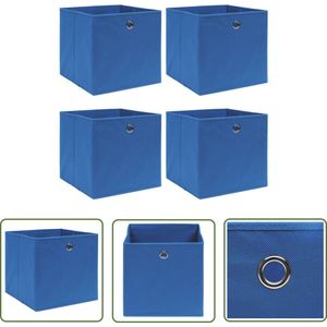 The Living Store Opbergbox Inklapbaar - Blauw - 32x32x32 cm - Nonwoven stof