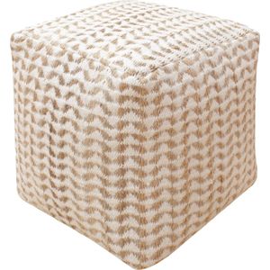 Poef Naturel/Ivoor - Stof - 40x40x40cm - Poef Vapi - House Nordic