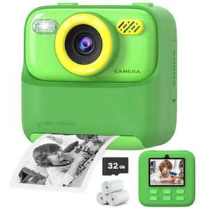 Upgrade Kids Camera Instant Print voor jongens en meisjes, 1080P HD Dual-Lens Selfie Digitale Camera met Print Papier & 32G Kaart, Kerst Verjaardagscadeaus Speelgoed voor Peuter en Tieners Leeftijd