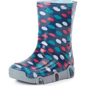 Ladeheid Kinder Regenlaarzen - Jongens Meisjes Antislip Zool - PVC -LA-ZT-SzuwarekBW - Dunkelblau Punkte - 25/26