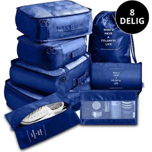 TRAVEL Packing Cubes Set 8-delig - Bagagelabel - Kleding organizer set voor koffer en backpack - Bagage organizers - Zwart