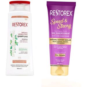 Restorex - Speed & Strong Haarverzorging set - Shampoo 500ml + haarconditioner 250 ml- voor droog haar - Herbal shampoo - Bio shampoo - Conditioner - haarverzorging