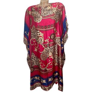 Kaftan -Tuniek - Jurk - Satijn van Viscose - Zijde Onesize 38-48 roze